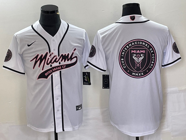 Men's Inter Miami CF White Team Big Logo Cool Base Stitched Jersey Men's Inter Miami CF White Team Big Logo Cool Base Stitched Jersey